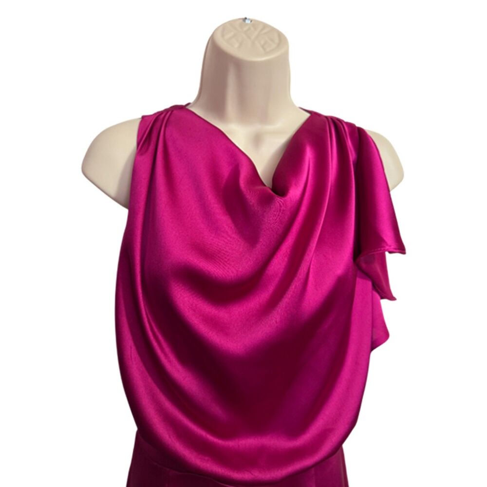 I.N.C. International Concepts Women's Pink Fuchsia Satin Cowl Neck Romper Size 8 - Picture 5 of 11